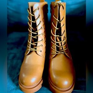 Tan Lace-Up Women's Boots (never worn)